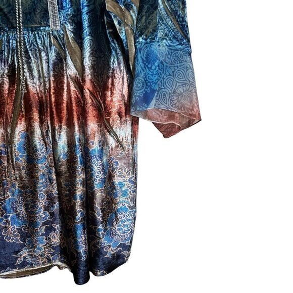 One World Live and Let Live Top Womens 1X Multicolor Boho Print Stretch Blouse - Picture 6 of 10